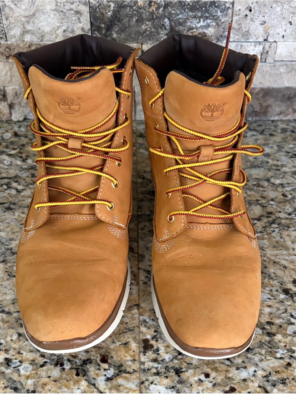 Timberland Women’s Tan Boots with Yellow Accent Laces